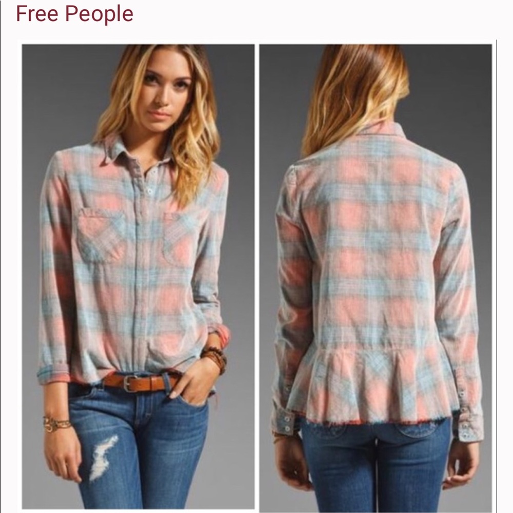 Cute Free People Corduroy Plaid Top